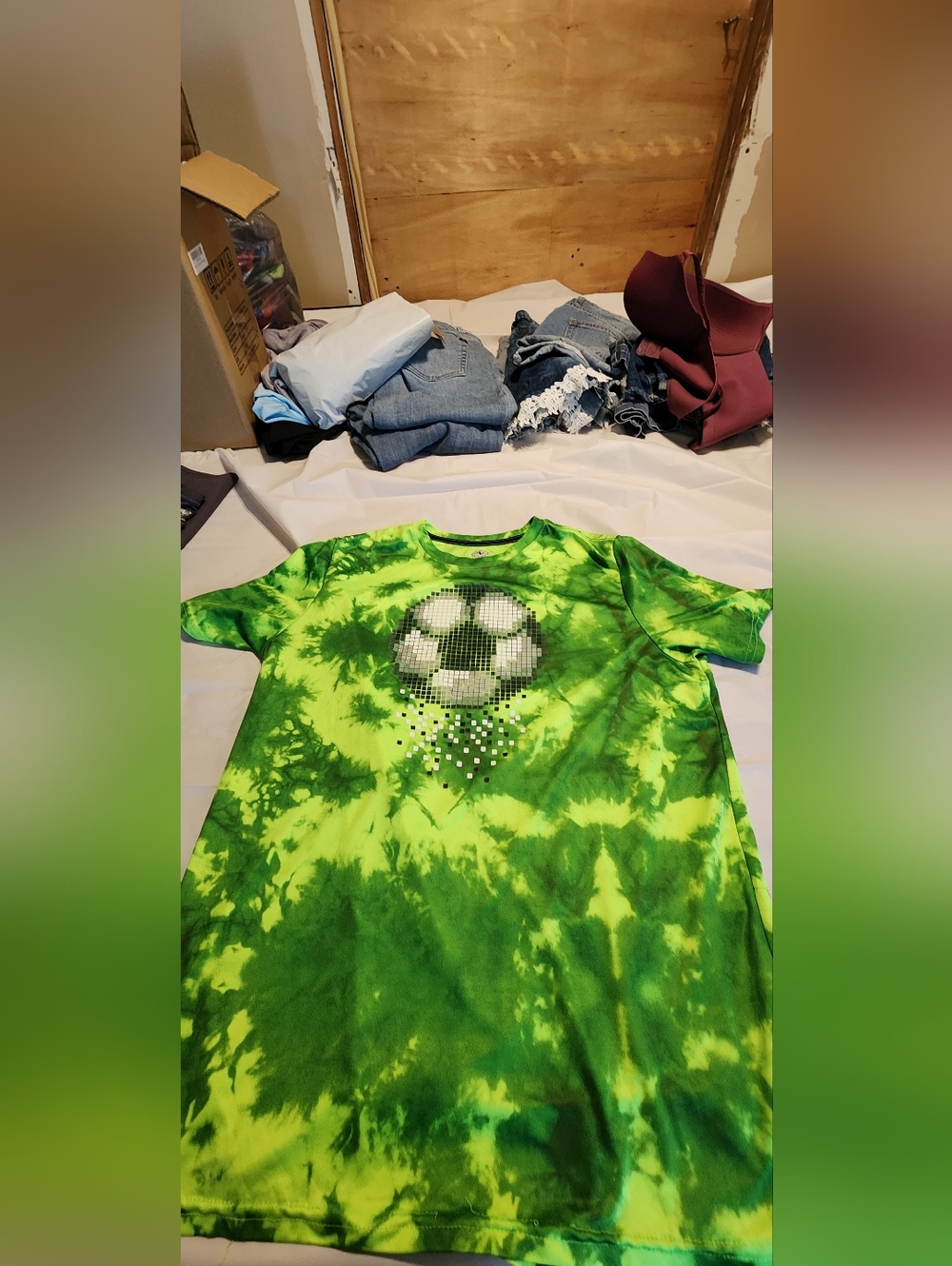 Athletic Works Green Tie-Dye Soccer Graphic Tee